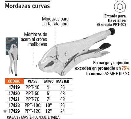 Pinza Presión Curva 12″ – 17429