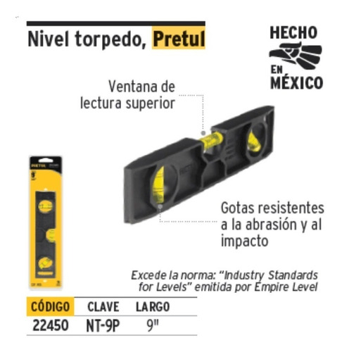 Nivel Torpedo 225 mm. 22450