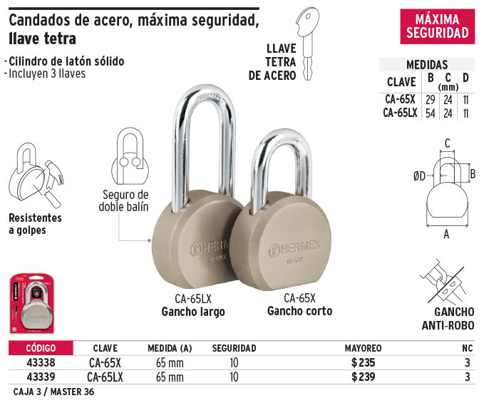 Candado Reforzado Corto 43338