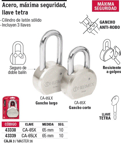 Candado Reforzado Corto 43338