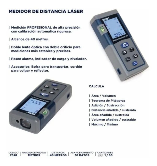 Medidor De Distancia Laser 40 Metros  7028