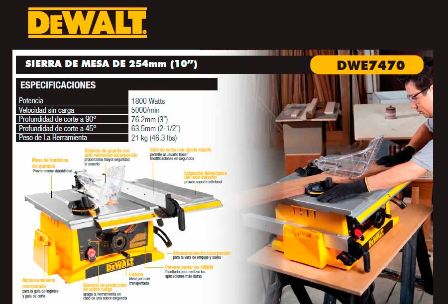 Sierra Circular de Mesa 10″ DWE7470