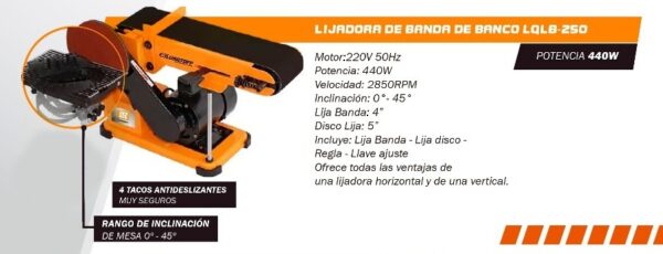 Lijadora de Banda de Banco 440 W. LQLB-250