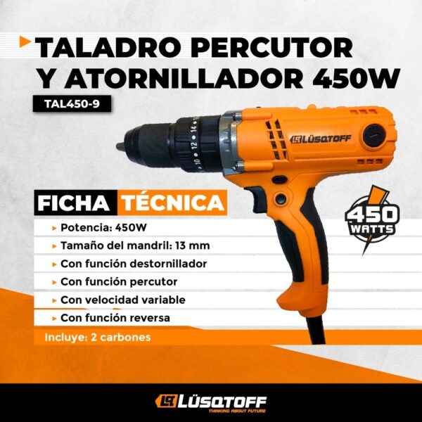 Taladro Atornillador Eléctrico TAL450-9