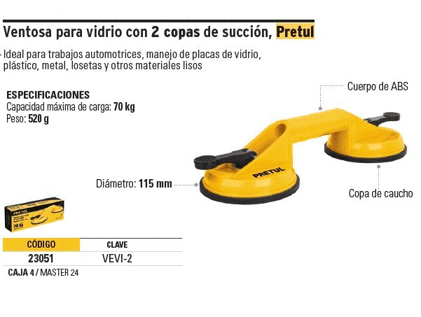 Ventosa Para Vidrio Doble