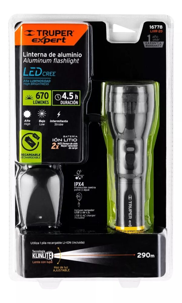 Linterna Recargable 670 Lumens