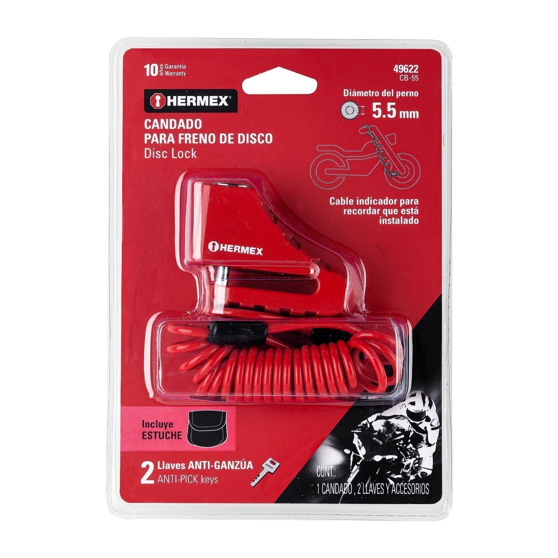 Candado para Moto Perno de 5,5mm.