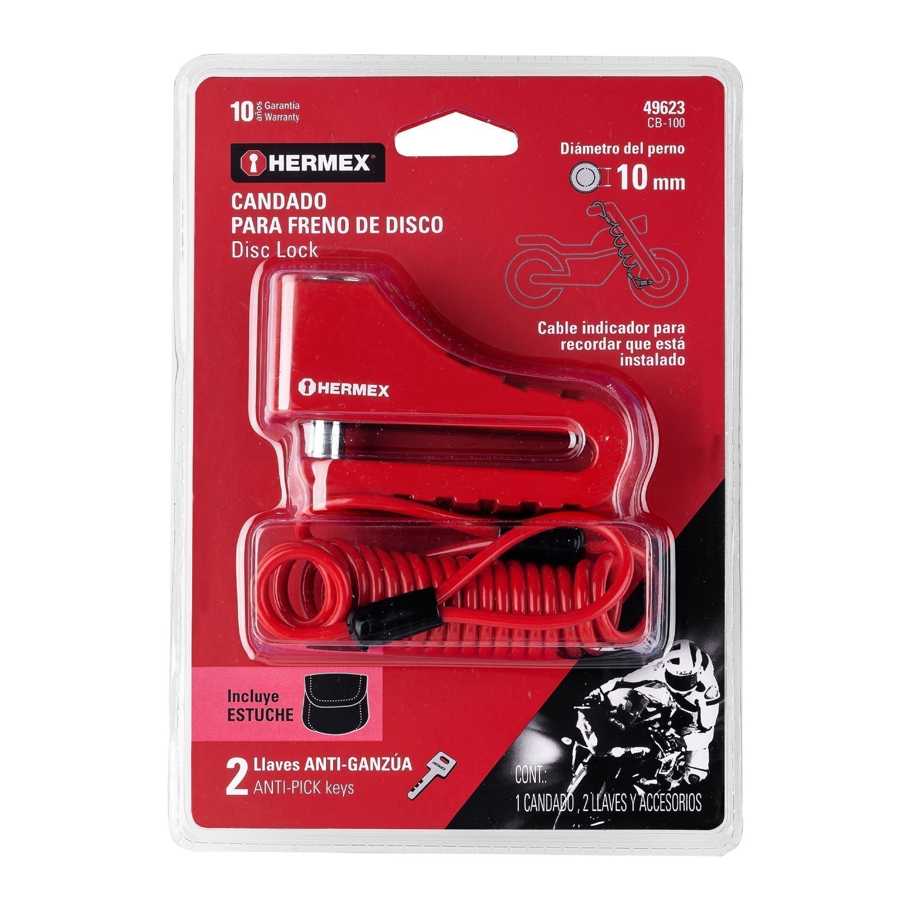 Candado para Moto Perno de 10mm.